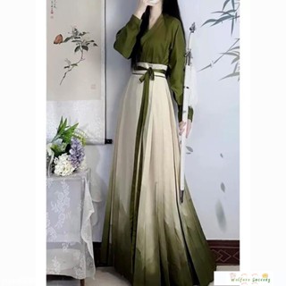 臺灣爆款 馬麵裙套裝 明製改良漢服 國風服飾 漢元素日常 馬麵裙洋裝 交領長袖雪紡上衣 改良式中國服 馬麵裙!01