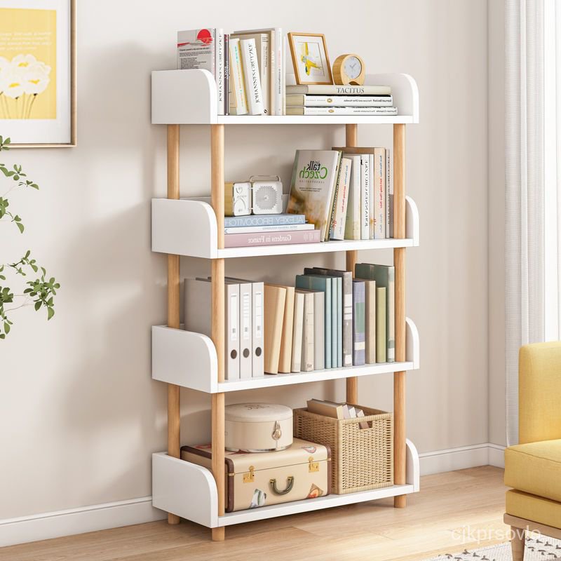 🔥暢銷新款🔥 書架落地簡易客廳實木多層   置物架兒童臥室收納   架傢用小型網紅書櫃    O83T