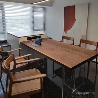 【破損包賠】北美黑衚桃木亞剋力懸浮餐桌北歐風客廳原木書桌簡約高檔泡茶茶桌 辦公桌 書桌 餐桌 電腦桌 工作臺 會議桌 U