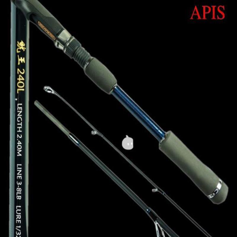 新款 韓國APIS 魷魚竿 斜導環 路亞竿2.4米L調碳素直柄釣竿超輕