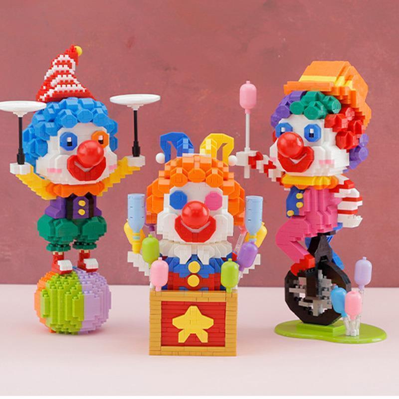 貝樂迪微顆粒卡通小丑趣味造型拼插玩具拼裝模型代發拼裝微粒積木