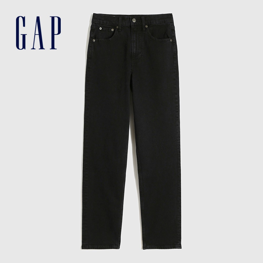 Gap 女裝 超高腰直筒型牛仔褲-黑色(609829)
