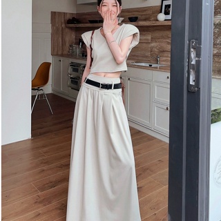 短版T恤+半身裙 時尚套裝 韓版 女裝氣質高級感套裝