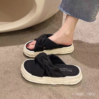 臺灣出貨 拖鞋女 夏季外穿防滑 仙女風法式拖鞋 涼鞋 厚底鬆糕沙灘涼拖ins 室內室外拖鞋 度假涼拖 居家拖鞋 浴室拖鞋