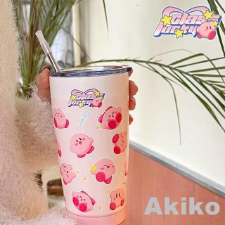 2024新品600mlKirby星之卡比不鏽鋼杯隨手杯吸管杯304車用杯咖啡杯不鏽鋼保溫杯