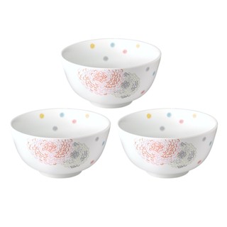 【美國康寧 CORELLE】繽紛美夢3件式中式飯碗組（有底座）