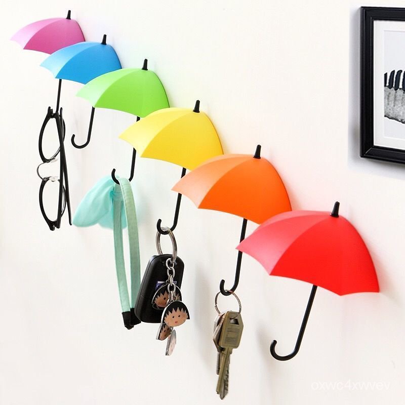 『快速』 100%正品✨  掛鈎粘鈎雨傘墻貼自粘可愛少女心房間佈置3D立體小物件門雜物收納