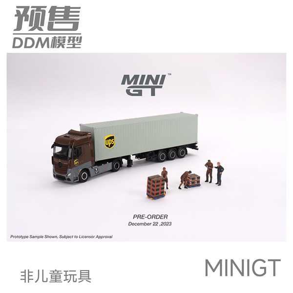 MINIGT 1:64賓士Benz拖車Actros集裝箱UPS人偶 合金汽車模型705