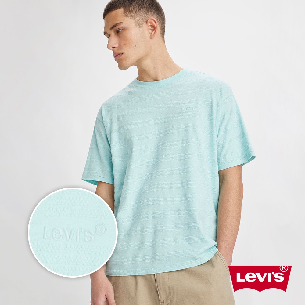 Levis 寬鬆版短袖T恤 / 精工迷你刺繡Logo 綠松石 男款 A0637-0052 熱賣單品