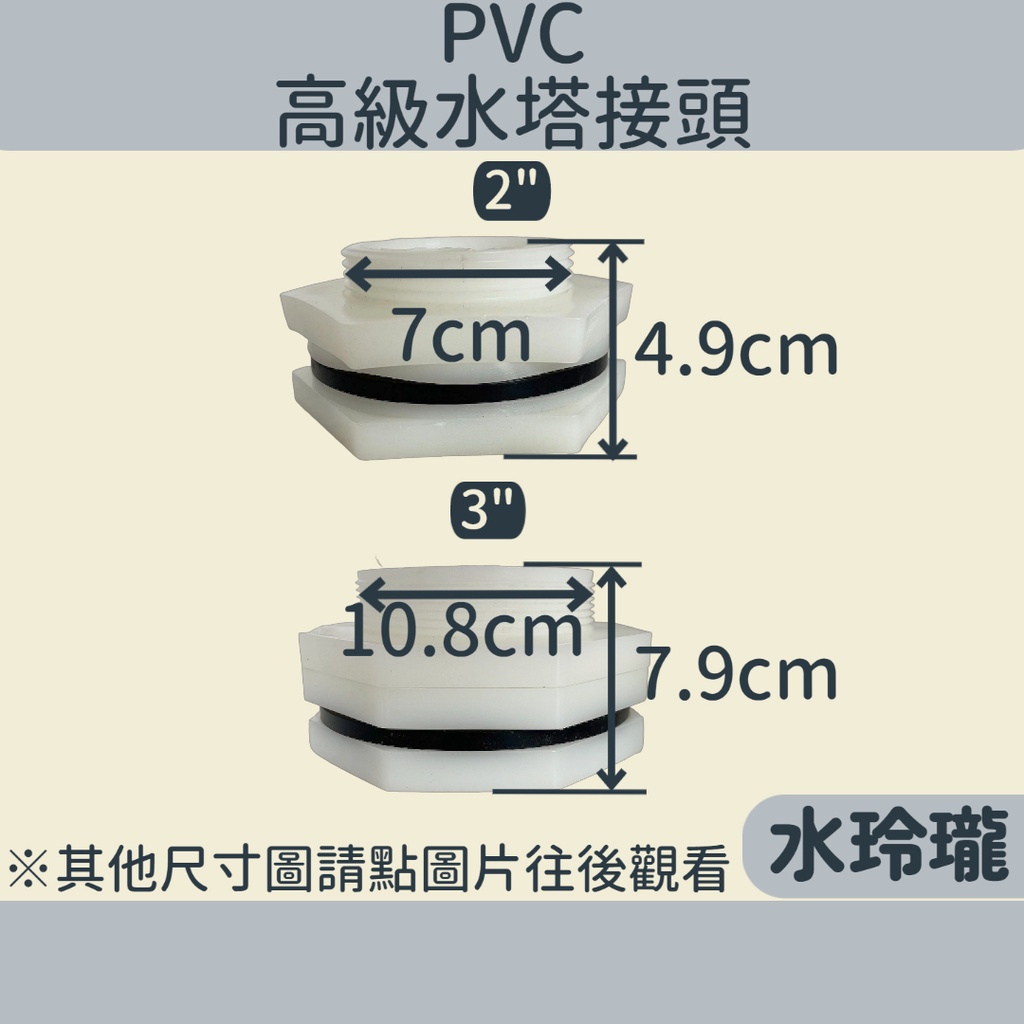 【水玲瓏】2吋 3吋 PVC 高級水塔接頭 白色水塔接頭 高級水塔接頭 水桶 水箱 六角接頭 水