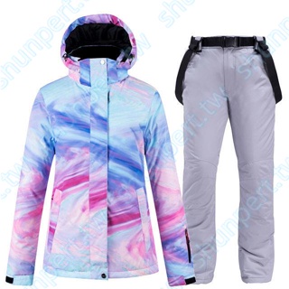 韓版滑雪服女款套裝冬季戶外單板雙板滑雪衣褲防風防水保暖加厚**//爆款#年末大賣