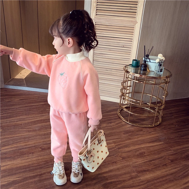 🌈甜甜圈kids🌈女童運動套裝秋季衛衣兩件套1-3-6歲洋氣小女孩寶寶加絨加厚冬裝