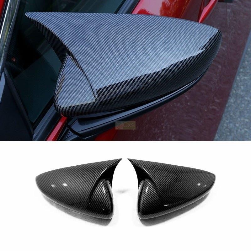 適用於 MAZDA CX-30 碳纖維花紋汽車後視鏡蓋飾條,CX30 亮黑色後視鏡裝飾