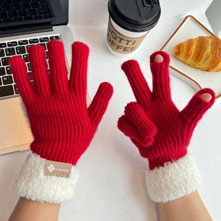 絨毛加厚保暖羊毛手套 觸控手套 交換禮物 保暖 針織手套 禦寒 手套 賞雪
