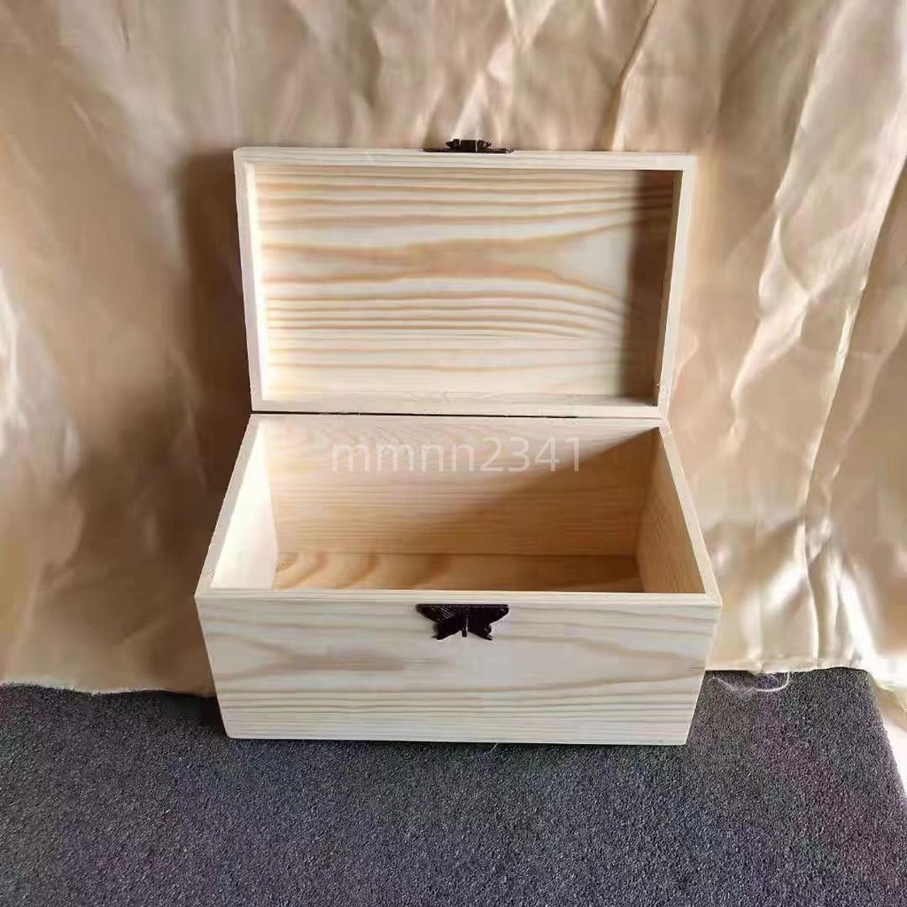 天地蓋木盒 桌面收納整理禮物盒 帶蓋小木箱實木盒子 木盒 松木長正方形天地蓋木盒 高顏值 實木 純色 免組裝