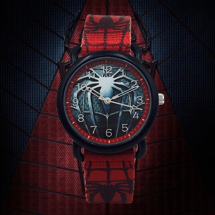 蜘蛛人手錶 兒童手錶卡通蜘蛛俠男孩男童中小學生石英錶卡通織佈錶帶炫酷腕錶 DALK X5LI