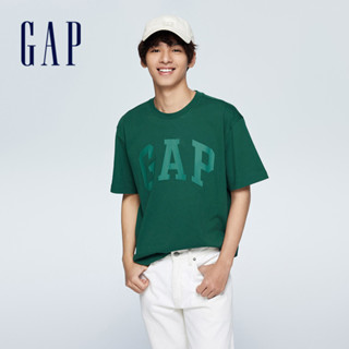 Gap 男裝 Logo印花圓領短袖T恤 厚磅密織親膚系列-深綠色(465796)