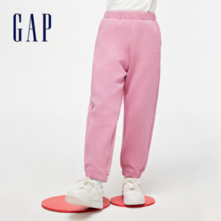 Gap 女童裝 Logo束口鬆緊棉褲 空氣三明治系列-粉色(891981)