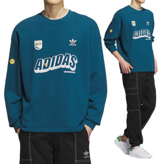 Adidas WS Sweat Crew M 男 藍色 運動 休閒 圓領T 上衣 長袖 IN0974