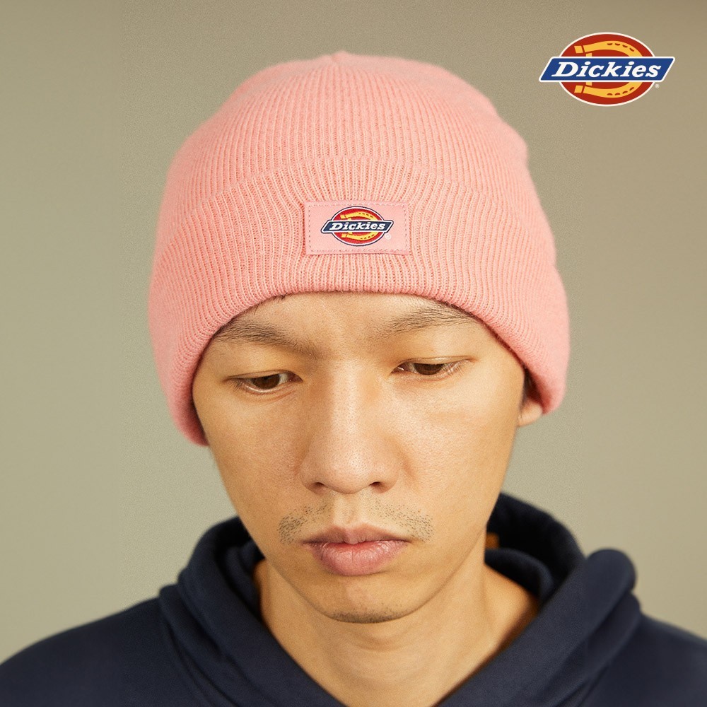 Dickies男女款火烈鳥粉品牌Logo織標保暖針織毛帽|DK012233G02