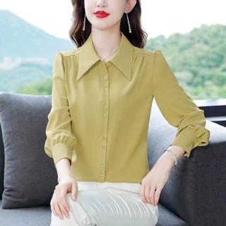 高檔襯衫女長袖秋季新款時尚氣質襯衣顯瘦遮肚子洋氣打底上衣女裝長袖 襯衫 女 寬鬆襯衫