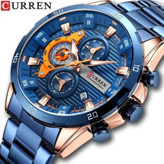 Curren/卡瑞恩8402手錶機車盤六針鋼帶石英商務男錶創意腕錶 時尚男錶 手錶 商務休閒手錶 男士手錶 運動手錶 生