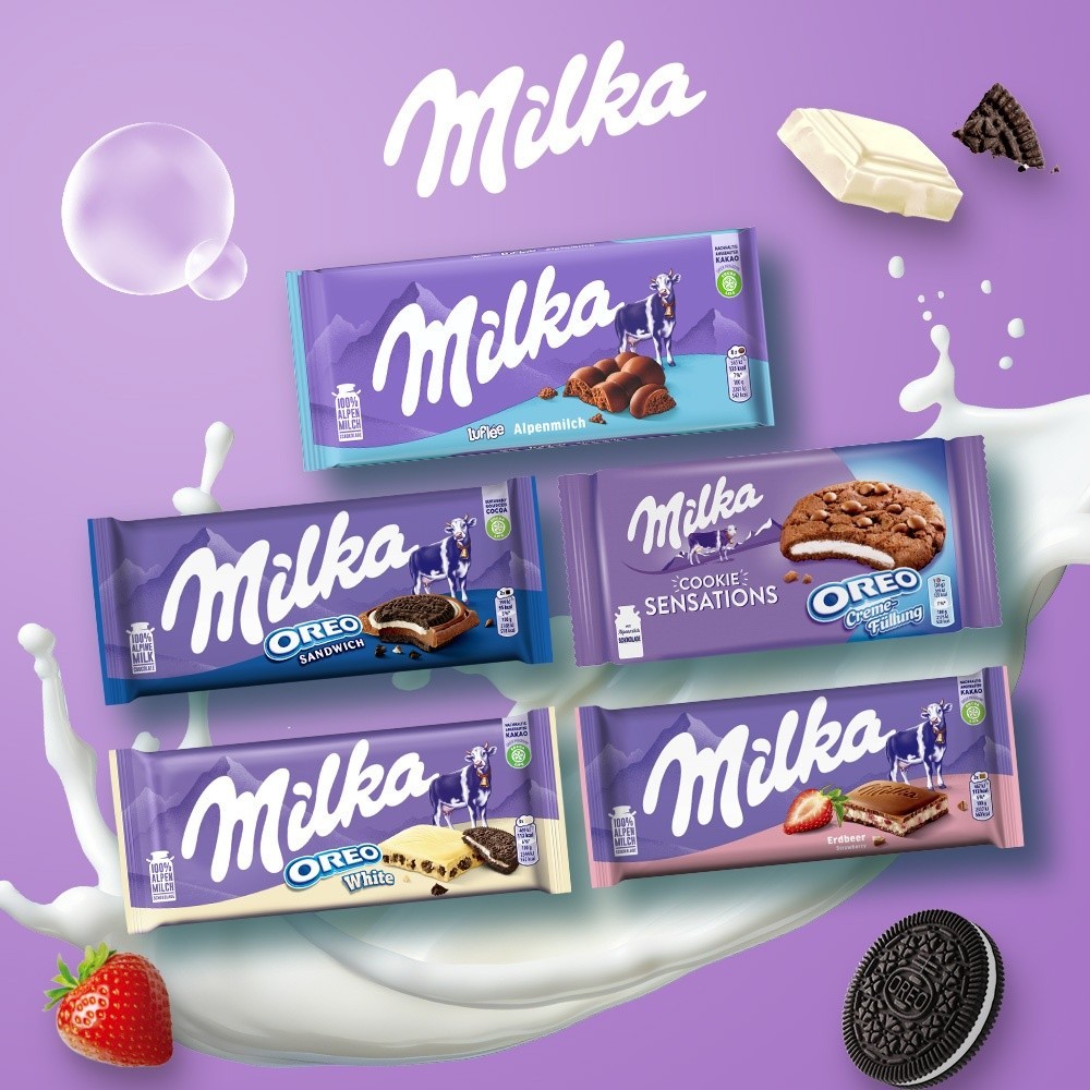 【MILKA】牛奶巧克力系列(OREO三明治餅乾牛奶/OREO夾心白巧克力/草莓夾心/氣泡感口味) | 官方直營-即期品