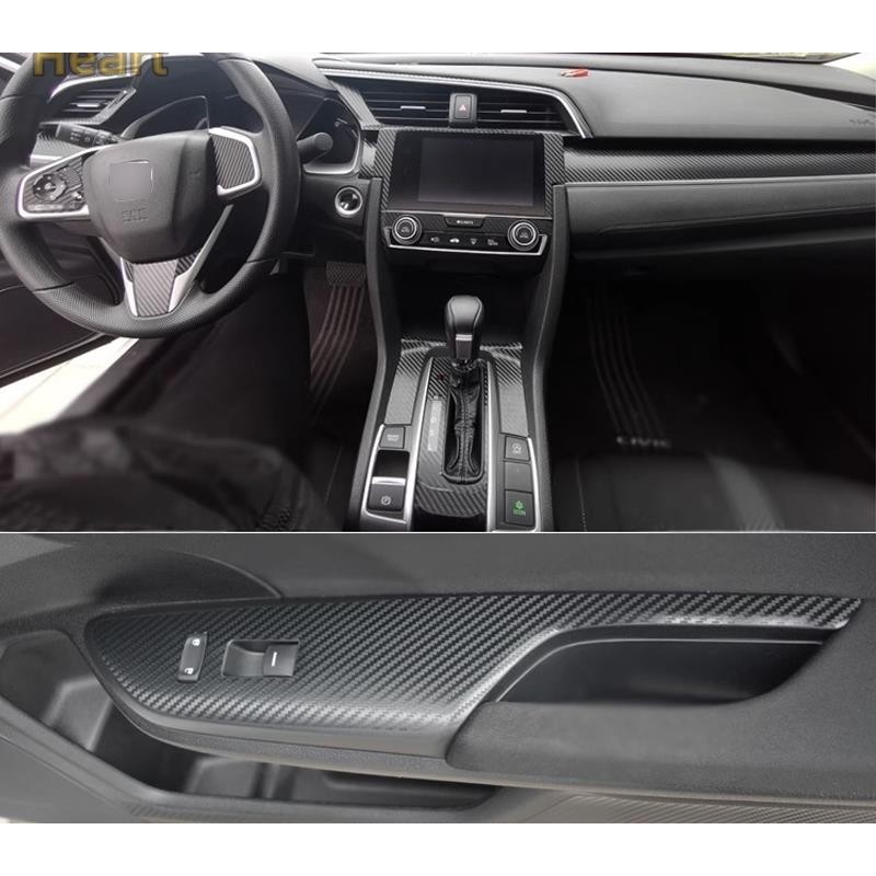 【卡諾】Honda CIVIC 10代 內裝卡夢貼膜 電動窗門板 中控排擋 儀表出風口中柱防踢膜 碳纖維改裝