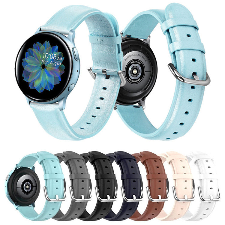 【yxzp】適用三星Galaxy Watch Active2頭層牛皮錶帶  華為蘋果智能錶適用