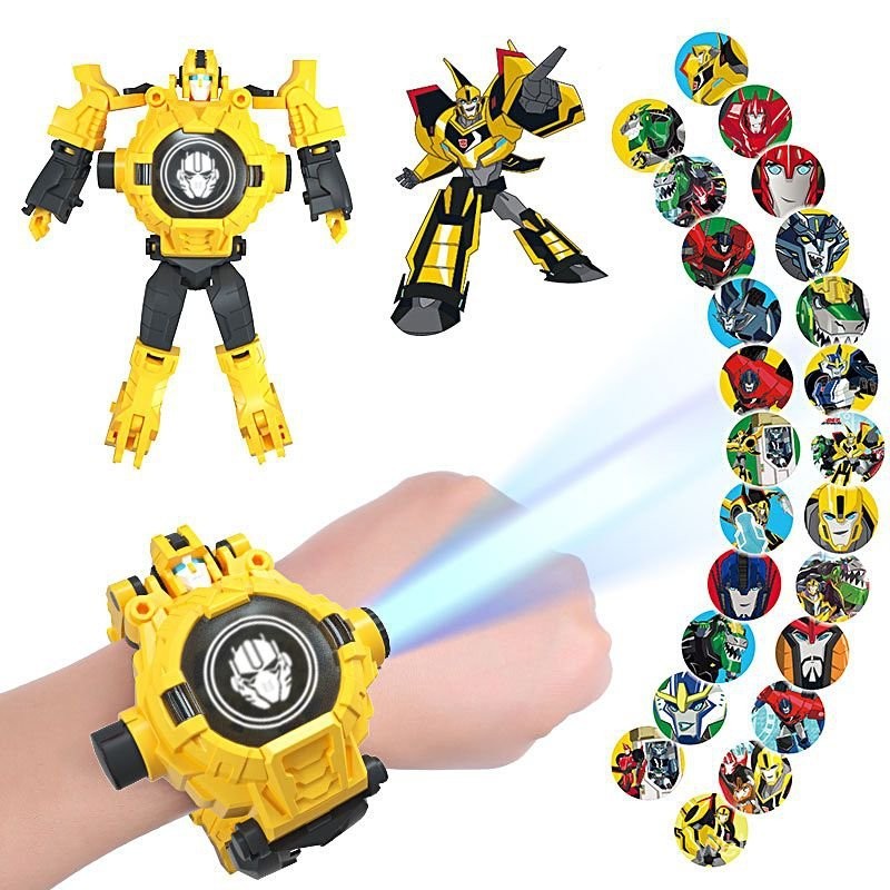 變形兒童玩具電子手錶投影幼兒園變身大黃蜂超人金剛機器人禮物男 DEBO