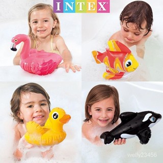 INTEX可愛動物洗澡玩具寶寶遊泳充氣玩具兒童戲水玩具沙灘玩具 PYU9