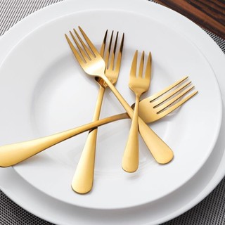 Stainless steel cutlery, gold steak, knife, fork, coffee, de