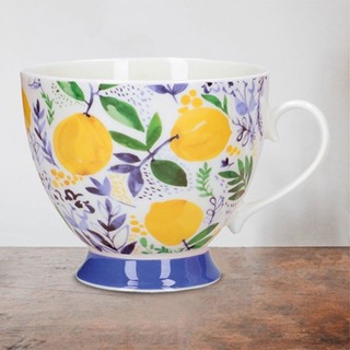 台灣現貨 英國《KitchenCraft》高腳骨瓷馬克杯(檸檬園400ml) | 水杯 茶杯 咖啡杯