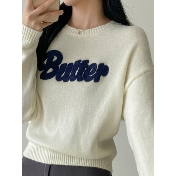 【Codibook】韓國 dangosister Butter奶油字母針織衫［預購］針織衫 毛衣 女裝