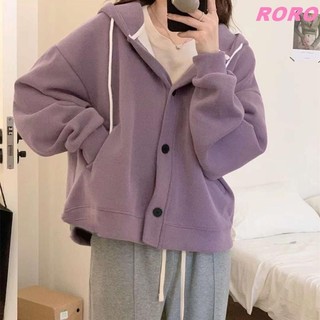 RORO🔸S-2XL 大尺碼外套 日系慵懶風高級感連帽衛衣女春秋款大碼寬松300斤小個子短款外套潮 女生外套 大碼外套