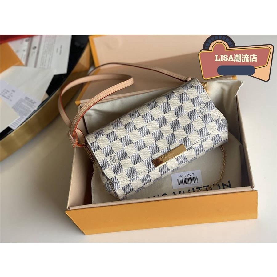 LISA二手 LV LOUIS VUITTON Favorite 斜背包 附長背帶 棋盤格 鍊條小肩背包 N41277