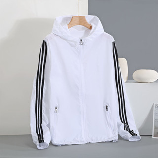 夏季冰絲 防曬服 冰絲防曬 防曬外套三槓連帽防曬服夏季輕薄運動衣戶外透氣皮膚風衣男女超薄單層外套