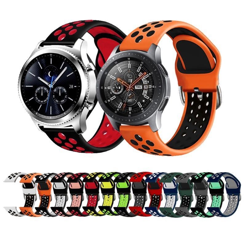 [FZ]適用於耐剋Nike雙色硅膠錶帶 三星扣22mm通用手錶帶廠傢直供