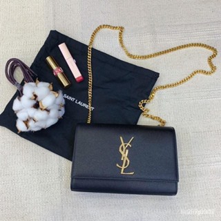 二手全新精品/YSL MONOGRAM系列魚子醬牛皮金屬LOGO金鍊肩背/斜背晚宴斜挎包斜背包單肩包側背包手提包