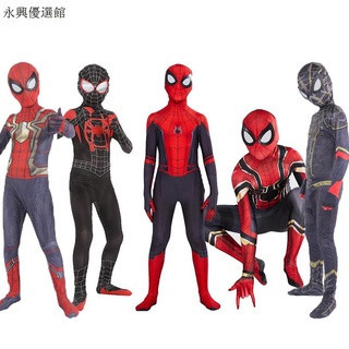 台灣出貨免運 萬聖節服裝 蜘蛛俠 緊身衣 兒童蜘蛛人 Cosplay連體衣 英雄遠征 邁爾斯 英雄歸來套裝 漫威英雄