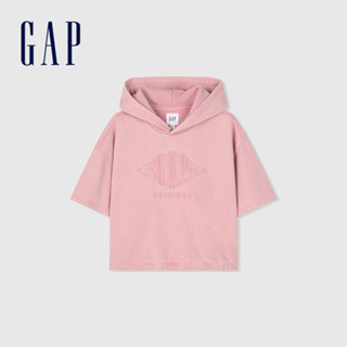 Gap 女裝 Logo短袖帽T 復古水洗系列-粉紅色(874526)