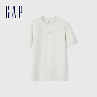 Gap 男裝 Logo純棉圓領短袖T恤 厚磅密織水洗棉系列-灰白色(885843)