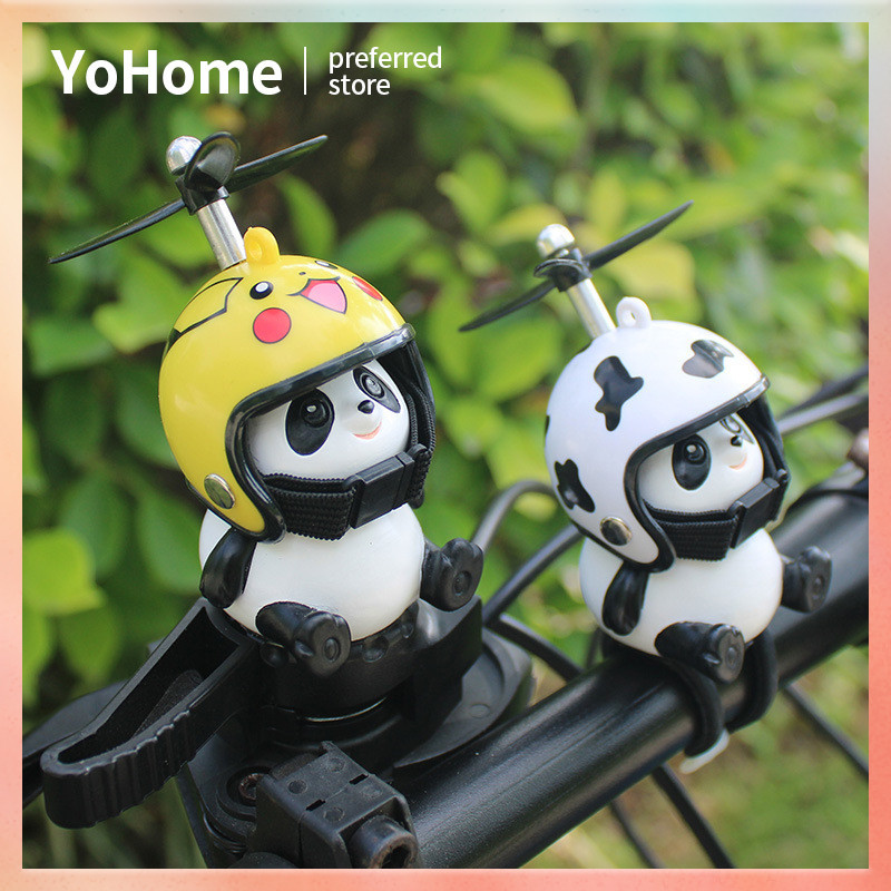 🎀爆款🎀1套可愛小熊貓電動車擺件創意動物平衡電瓶自行安全帽頭盔裝飾品送朋友生日禮物