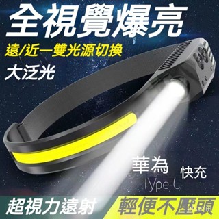 工作頭燈 修車工作燈 登山頭燈 USB充電工作燈 COB頭燈 探照頭燈 強光超亮led頭戴式戶外智慧感應夜釣超輕泛光燈