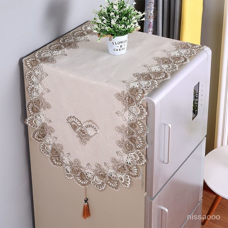 冰箱巾洗衣機蓋佈單開門對開門雙開門防塵罩歐式美式重視蕾絲蓋巾 PUNT