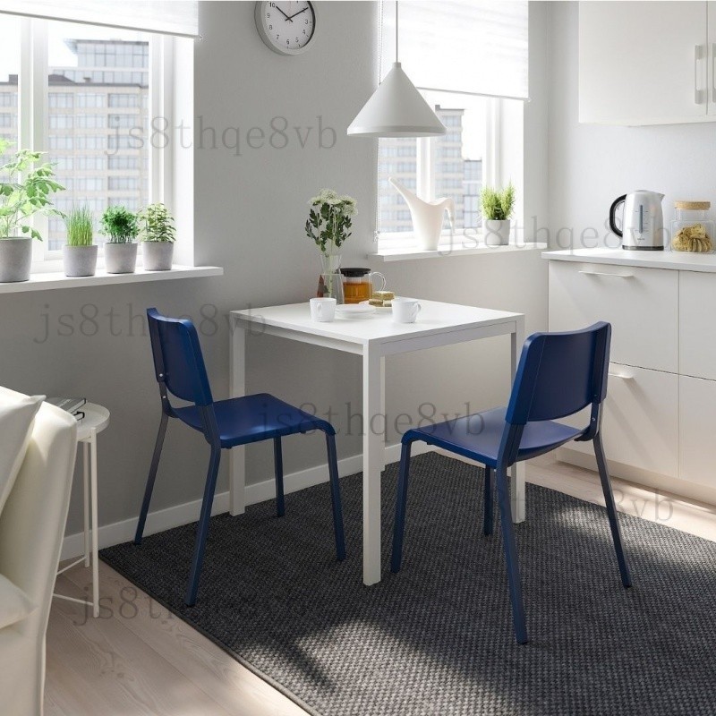 IKEA宜傢帝奧多斯可堆疊白色餐桌椅凳子傢用靠背現代簡約塑料