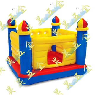（昊昊五金）INTEX蹦床帶護網兒童跳跳床家用折疊充氣樂園城堡室內彈跳床玩具