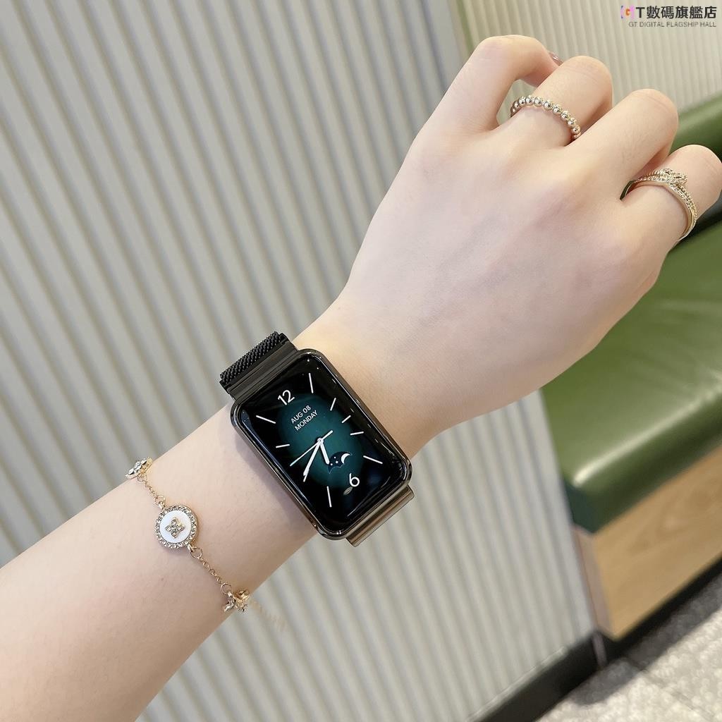 GT-米蘭尼斯磁吸腕帶 適用 Xiaomi 手環7 Pro 錶帶 金屬錶帶+邊框 小米手環7Pro錶帶 金屬殼 不鏽鋼替