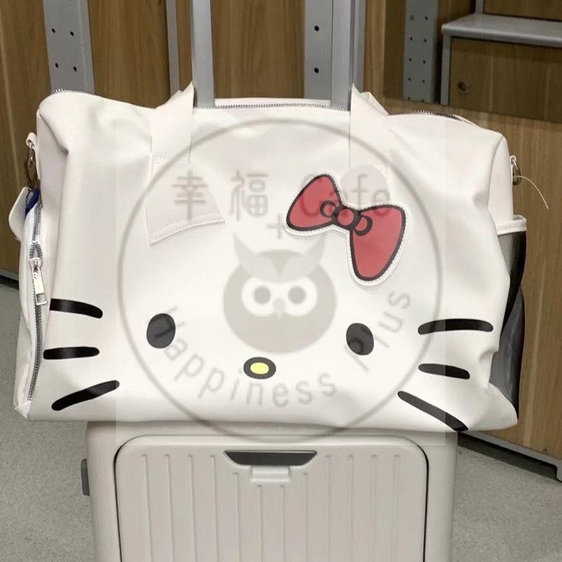 【台灣-出貨】-HelloKitty卡通可愛大包包單肩蝴蝶結凱蒂貓手提健身包斜挎旅行包
