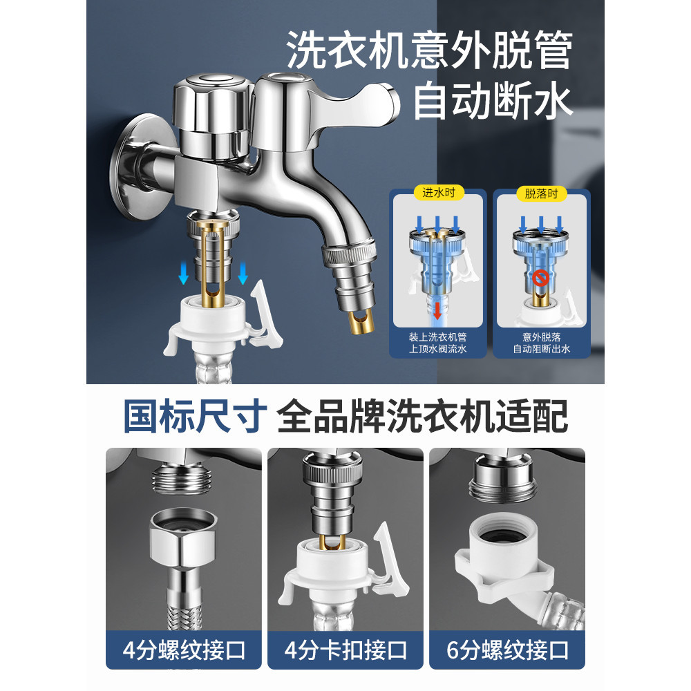 {楓之優選}洗衣機水龍頭專用一分二自動止水閥雙開雙控一進二出雙頭萬能接頭